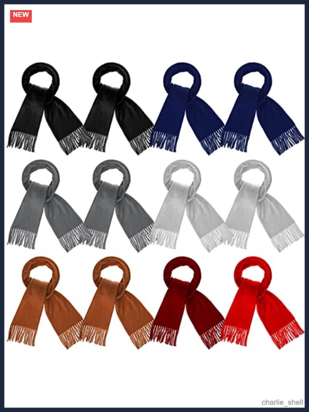 12 Pc Soft Winter Scarf Set Thick Warm Polyester Scarves